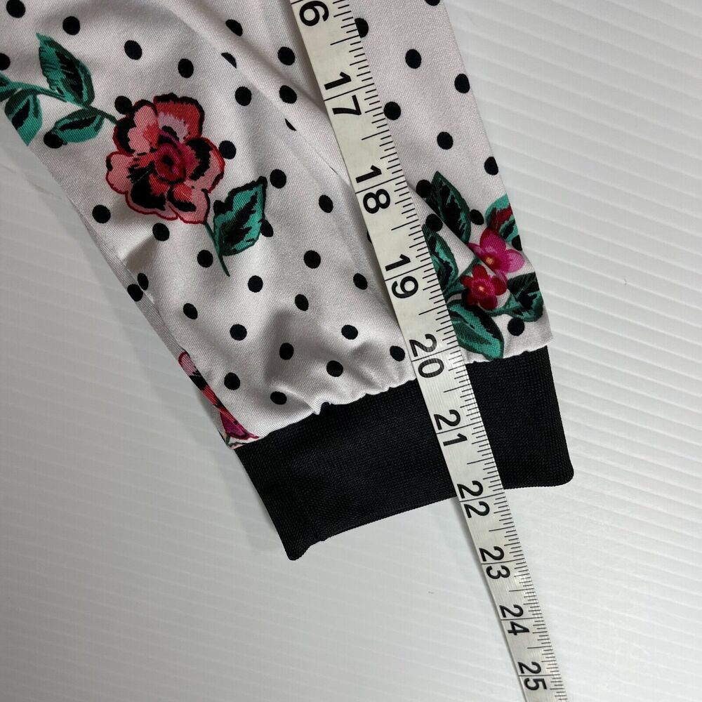 ROBERT LOUIS Floral Print Pink Black Lightweight Silky Bomber Zip Jacket Large - Picture 7 of 9